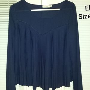 Elodie blue sheer pleated blouse